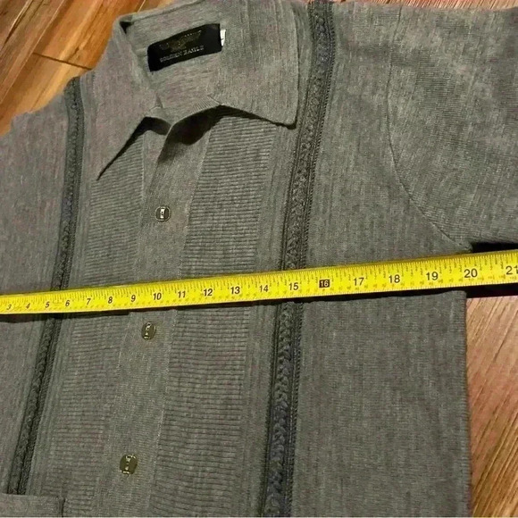 Long-Sleeve Striped Button-Through Wool Sweater Polo Golden Eagle Brand Size L - Picture 8 of 12